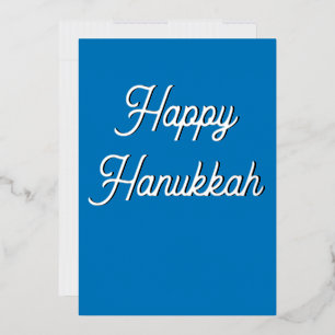 Elegant silver foil happy Hanukkah  Holiday Card