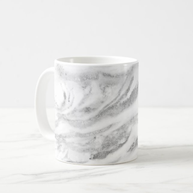 Elegant Silver Foil Marble Coffee Mug (Front Left)