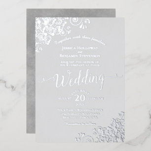 Elegant Silver Foil on Grey Classic Wedding