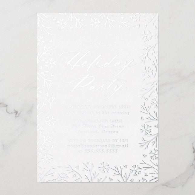 Elegant Silver Foil Snowflake Holiday Party (Front)