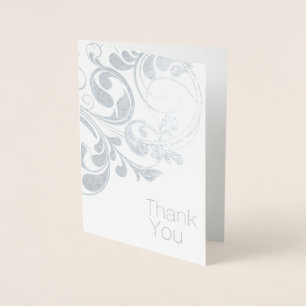 Elegant Silver Foil Thank You Card