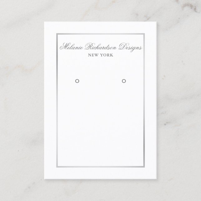 Elegant Silver Frame Earring Display Card (Front)