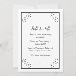 Elegant Silver Frame On White Background Wedding  Invitation