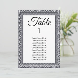 Elegant Silver Frame Wedding Seating Chart Card