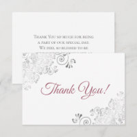 Elegant Silver Frills Dusty Rose on White Wedding