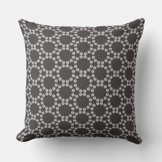 Elegant Silver Geometric Pattern Cushion (Front)