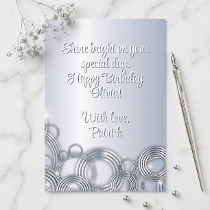 Elegant Silver Geometric Rings Womens Birthday Card