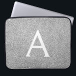 Elegant Silver Glitter and Sparkle Monogram Laptop Sleeve<br><div class="desc">Elegant Silver Faux Glitter and Sparkle Elegant Monogram Case. This case can be customised to include your initial and first name.</div>