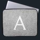 Elegant Silver Glitter and Sparkle Monogram Laptop Sleeve<br><div class="desc">Elegant Silver Faux Glitter and Sparkle Elegant Monogram Case. This case can be customised to include your initial and first name.</div>