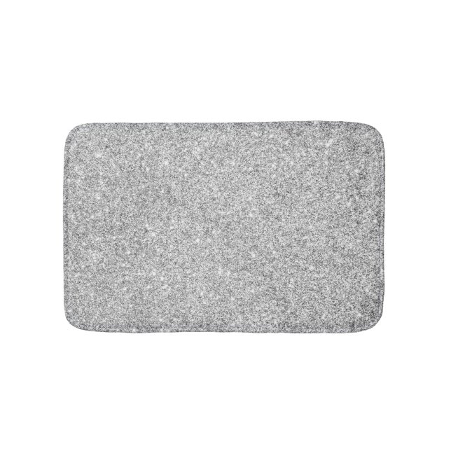 Elegant Silver Glitter Bath Mat (Front)