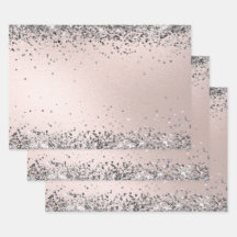 Elegant Silver Glitter Blush Pink Faux Foil