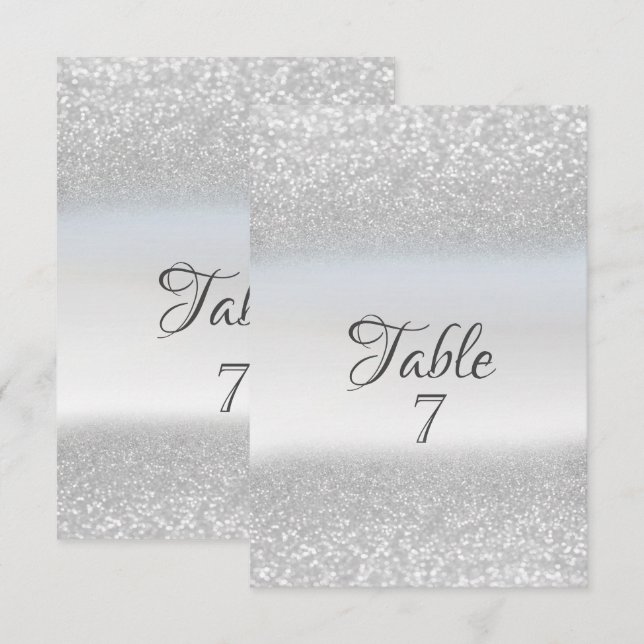 Elegant Silver Glitter Bokeh Table  Card (Front/Back)