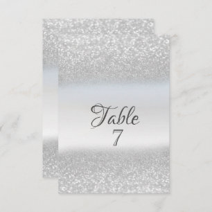 Elegant Silver Glitter Bokeh Table  Card