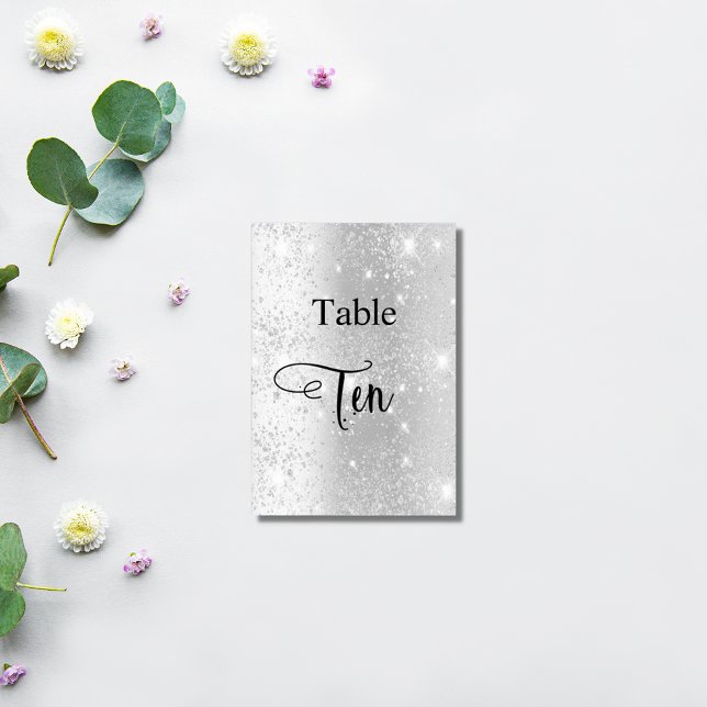Elegant silver glitter calligraphy table ten 10 number (Creator Uploaded)