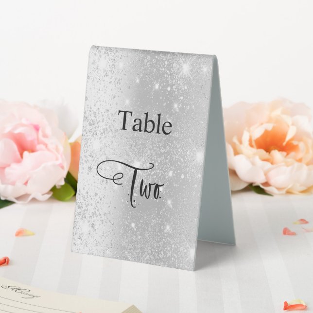 Elegant silver glitter calligraphy table two cafe (In SItu (Wedding))