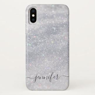 Elegant Silver Glitter  iPhone X Case