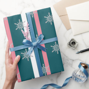 Elegant Silver Glitter Christmas Snowflake Pattern Wrapping Paper