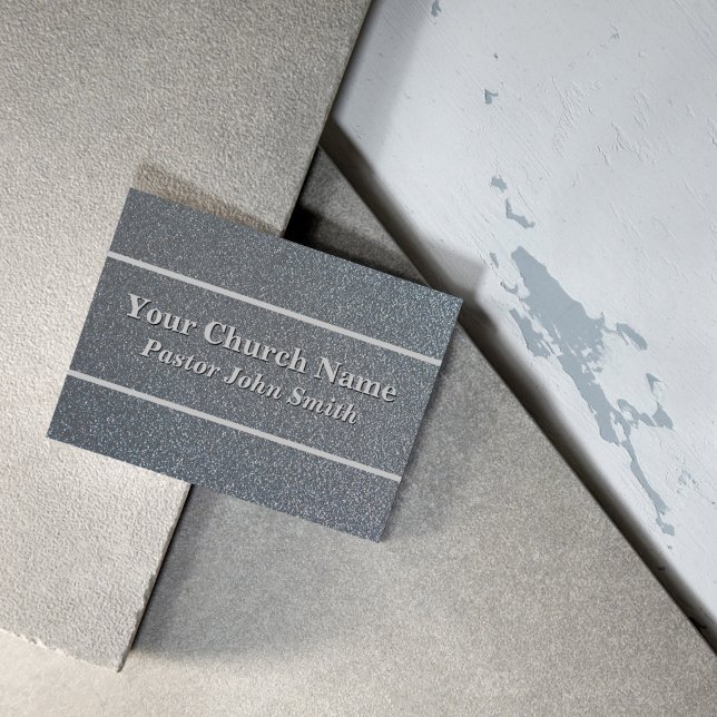 Elegant Silver Glitter Church Pastor Business Card (Elegant Silver Glitter Church Pastor Business Card)