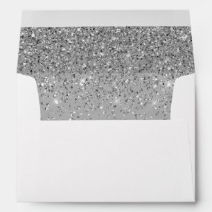 Elegant Silver Glitter Confetti Wedding Grey 5x7 Envelope