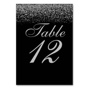 Elegant Silver Glitter Confetti Wedding Table Card
