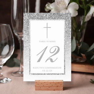 Elegant Silver Glitter Confirmation Or Baptism Invitation