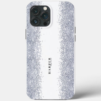 Elegant Silver Glitter Custom Name iPhone 13 Pro Max Case