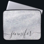Elegant Silver Glitter Custom Name Laptop Sleeve<br><div class="desc">Protect your laptop in style with our Elegant Silver Glitter Custom Name Laptop Sleeve. Featuring a stunning silver glitter design,  this personalised sleeve adds a touch of glamour while safeguarding your device from scratches and bumps. Perfect for students and professionals alike!</div>