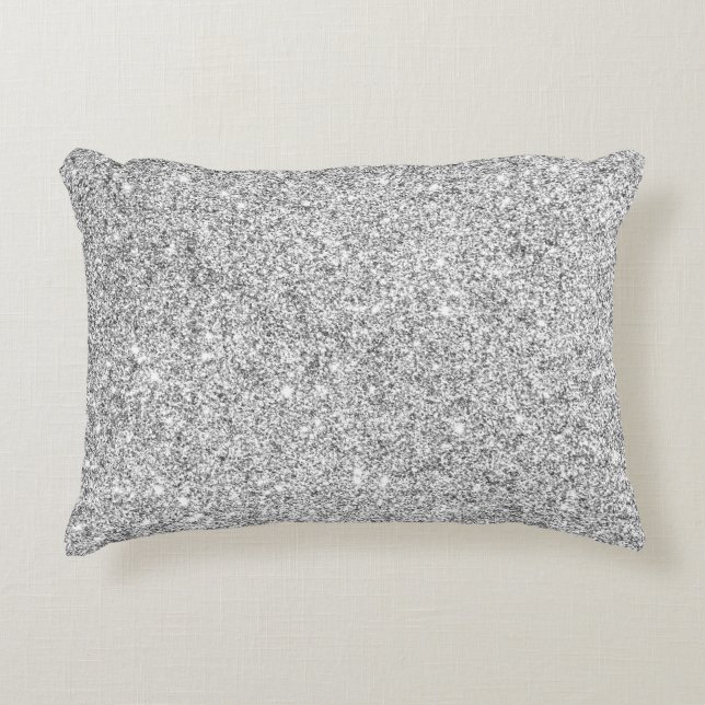 Elegant Silver Glitter Decorative Cushion (Front)