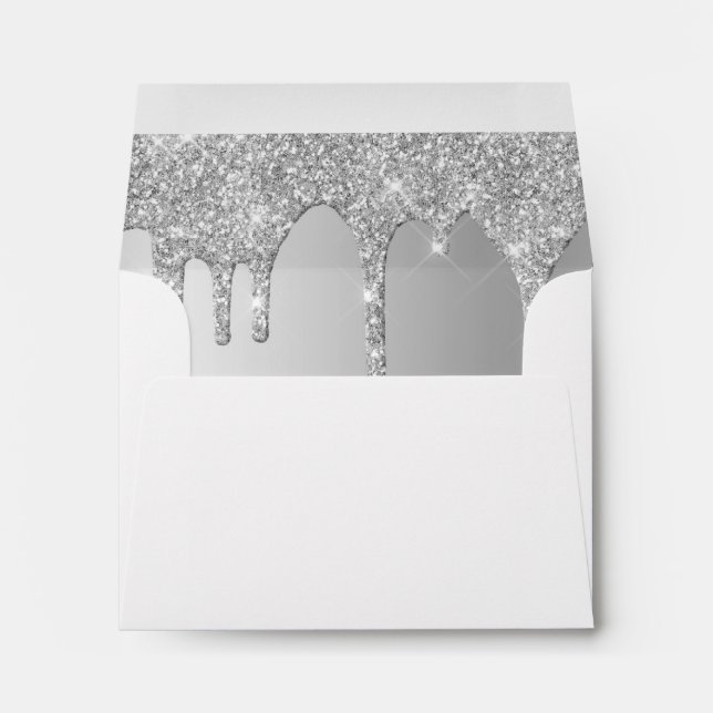 Elegant silver glitter drips envelope (Back (Bottom))