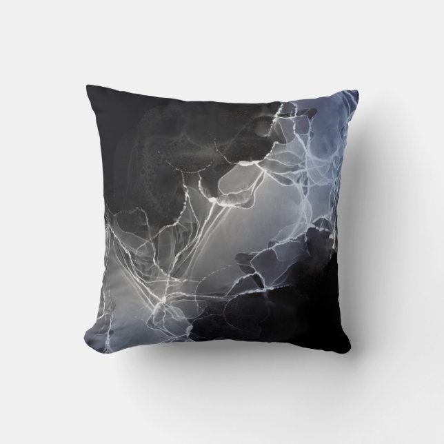 Elegant Silver Glitter Gradient Abstract Cushion (Front)