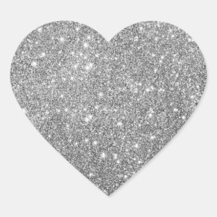 Elegant Silver Glitter Heart Sticker
