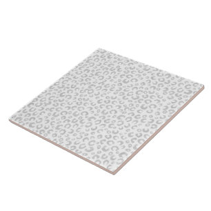 Elegant Silver Glitter Leopard Pattern Ceramic Tile