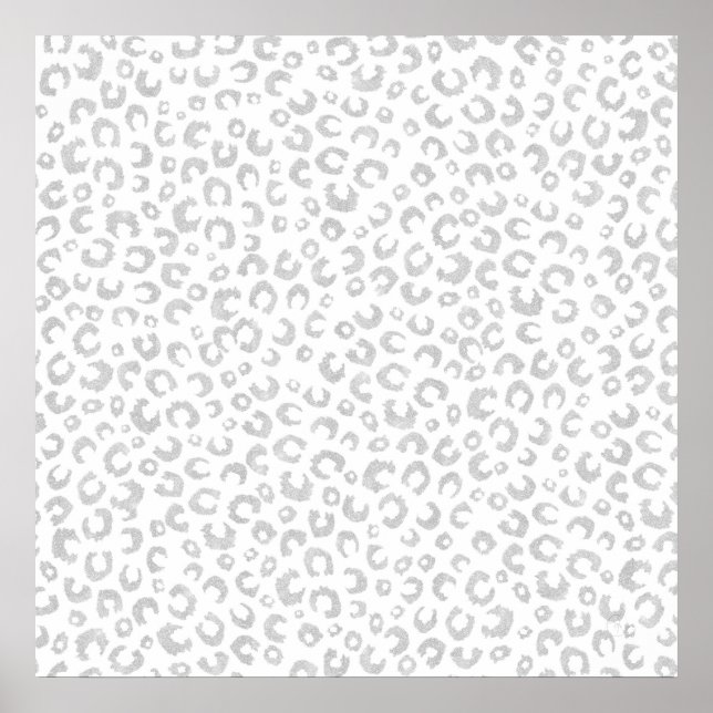 Elegant Silver Glitter Leopard Pattern Poster (Front)