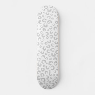 Elegant Silver Glitter Leopard Pattern Skateboard