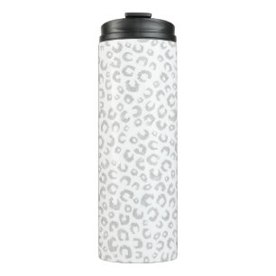 Elegant Silver Glitter Leopard Pattern Thermal Tumbler