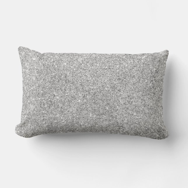 Elegant Silver Glitter Lumbar Cushion (Front)