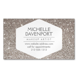 Elegant Silver Glitter Magnetic Business Card