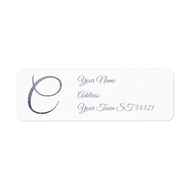 Elegant Silver Glitter Monogram C Personalised   Return Address Label (Front)
