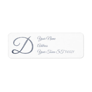 Elegant Silver Glitter Monogram D Personalised Return Address Label