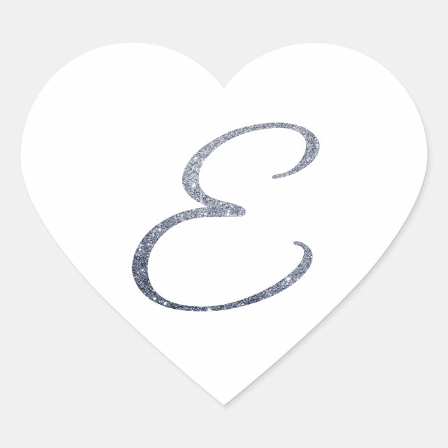Elegant Silver Glitter Monogram E Envelope Seal    (Front)