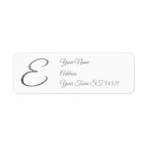 Elegant Silver Glitter Monogram E Personalised Return Address Label