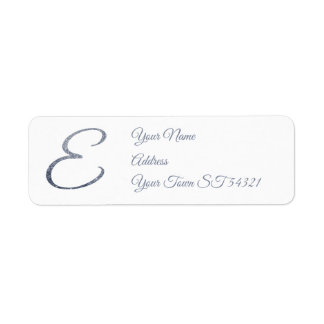 Elegant Silver Glitter Monogram E Personalised Return Address Label