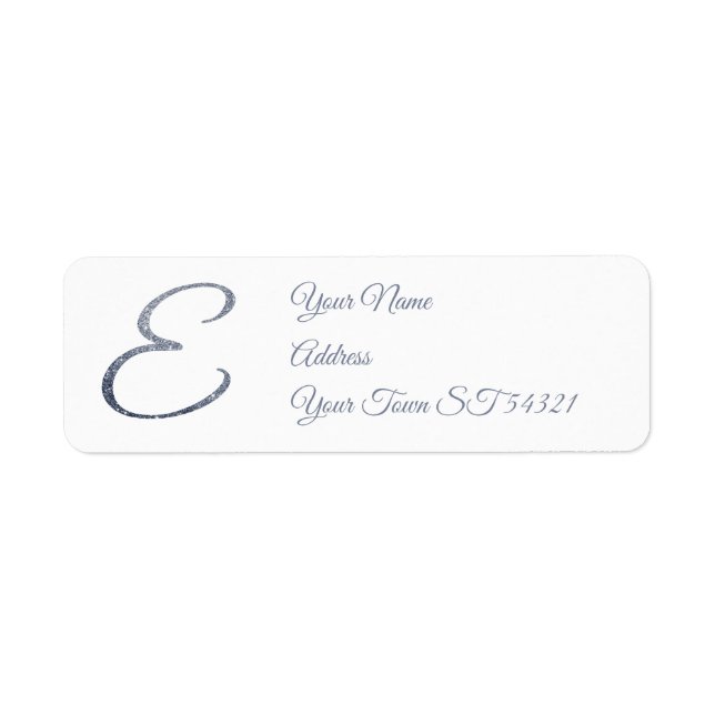 Elegant Silver Glitter Monogram E Personalised   Return Address Label (Front)