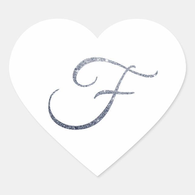 Elegant Silver Glitter Monogram F Envelope Seal    (Front)