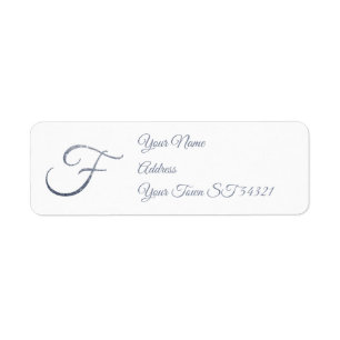 Elegant Silver Glitter Monogram F Personalised Return Address Label