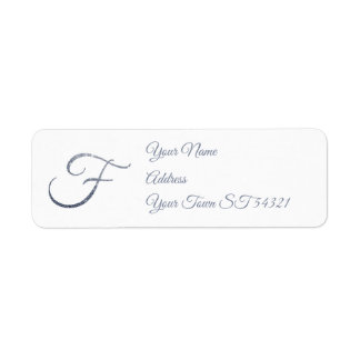 Elegant Silver Glitter Monogram F Personalised Return Address Label