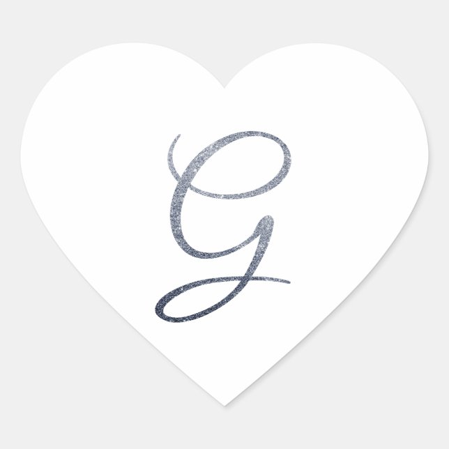 Elegant Silver Glitter Monogram G Envelope Seal    (Front)