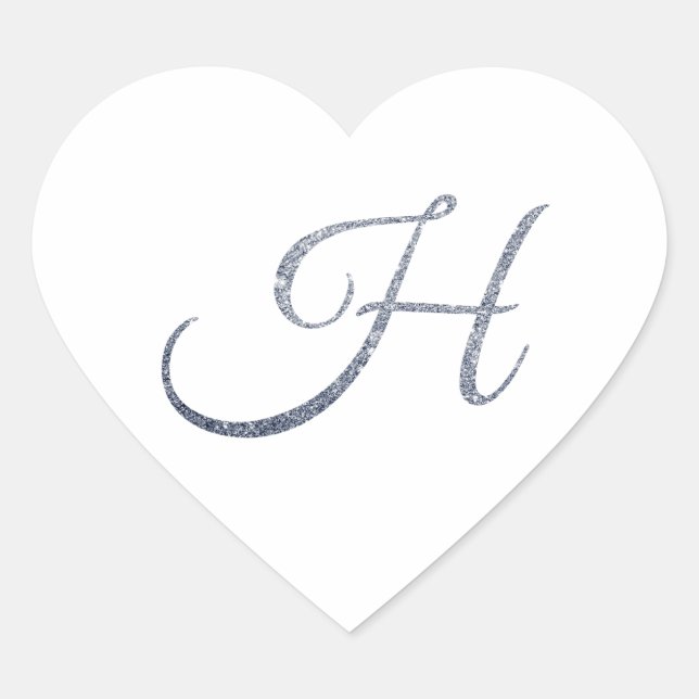 Elegant Silver Glitter Monogram H Envelope Seal    (Front)