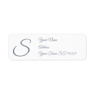 Elegant Silver Glitter Monogram S Personalised Return Address Label
