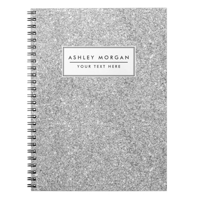 Elegant Silver Glitter Notebook (Front)